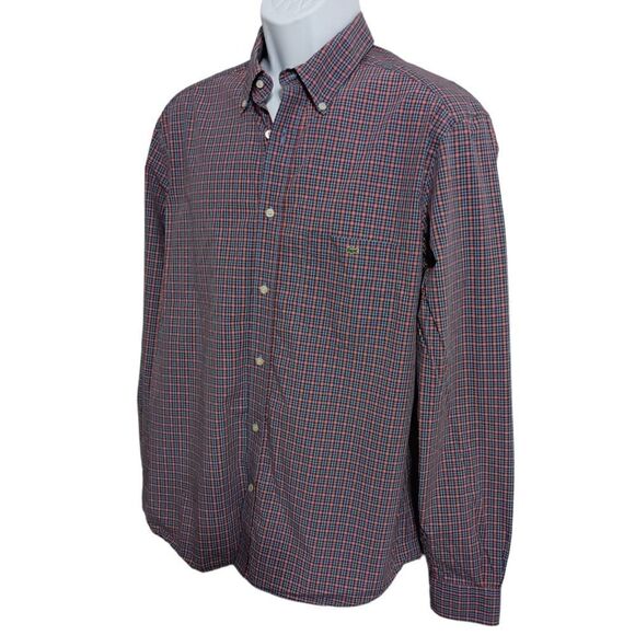 Lacoste Plaid Shirt Mens L 42 Modern Fit Long Sleeve Cotton Preppy Button Down - Picture 9 of 16